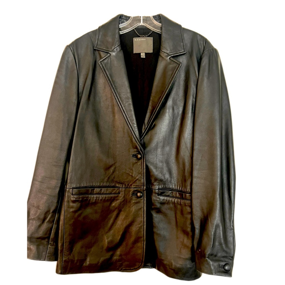 Black Leather Oversized boyfriend blazer size 10